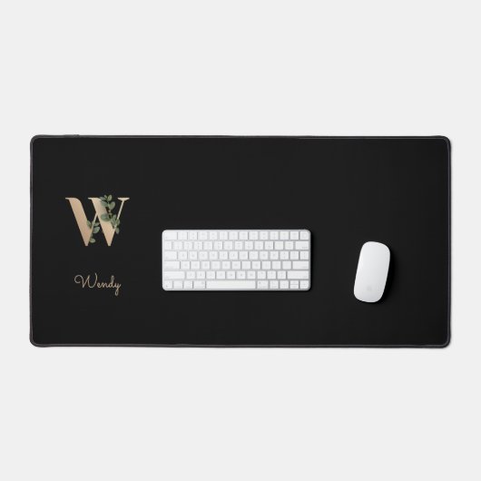 Elegant Botanisch Monogram Letter W Bureaumat (Keyboard & Muis)