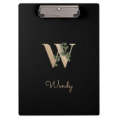 Elegant Botanisch Monogram Letter W Klembord (Voorkant)