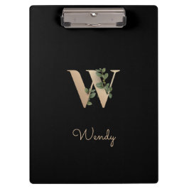 Elegant Botanisch Monogram Letter W Klembord