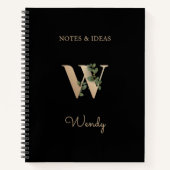Elegant Botanisch Monogram Letter W Notitieboek (Voorkant)