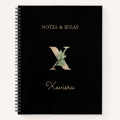 Elegant Botanisch Monogram Letter X Notitieboek (Voorkant)
