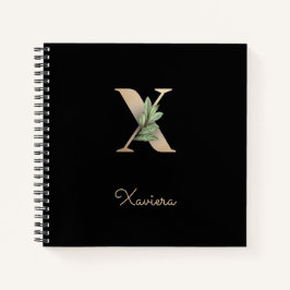 Elegant Botanisch Monogram Letter X Notitieboek