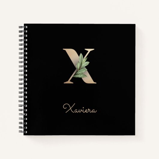 Elegant Botanisch Monogram Letter X Notitieboek (Voorkant)