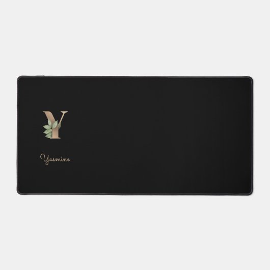 Elegant Botanisch Monogram Letter Y Bureaumat (Voorkant)