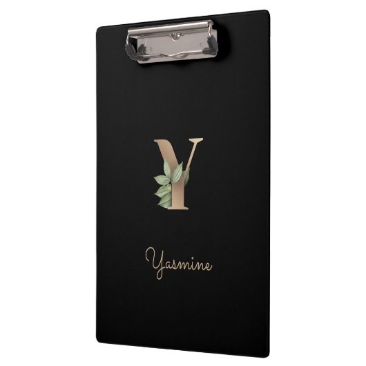 Elegant Botanisch Monogram Letter Y Klembord (Links)