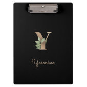 Elegant Botanisch Monogram Letter Y Klembord (Voorkant)