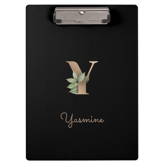 Elegant Botanisch Monogram Letter Y Klembord (Voorkant)