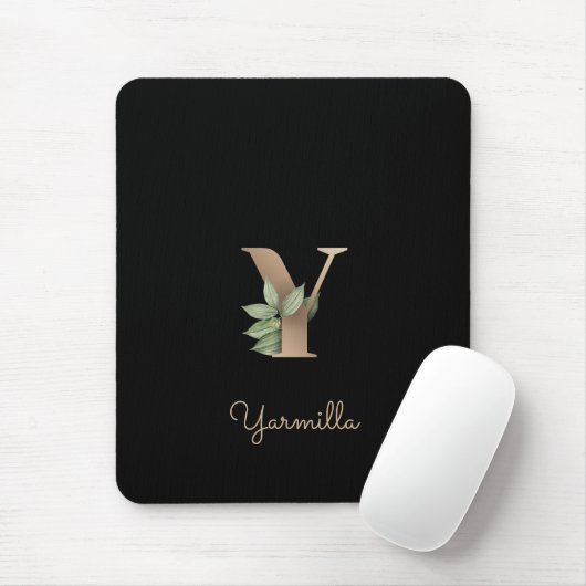 Elegant Botanisch Monogram Letter Y Muismat (Met muis)