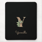 Elegant Botanisch Monogram Letter Y Muismat (Voorkant)