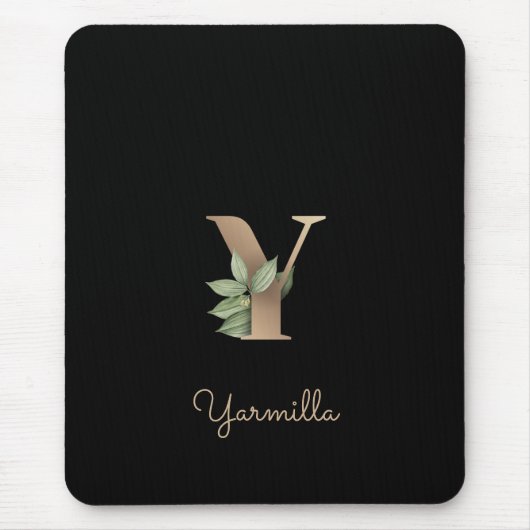 Elegant Botanisch Monogram Letter Y Muismat (Voorkant)