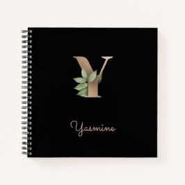 Elegant Botanisch Monogram Letter Y Notitieboek