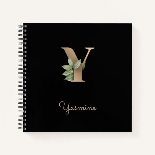 Elegant Botanisch Monogram Letter Y Notitieboek (Voorkant)