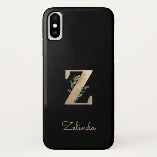 Elegant Botanisch Monogram Letter Z Case-Mate iPhone Case (Achterkant)