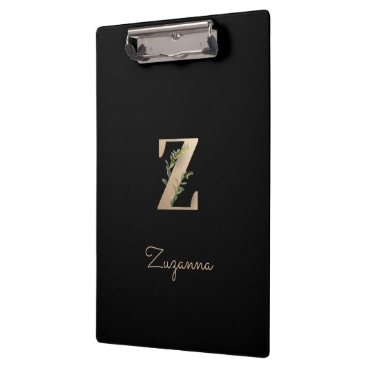 Elegant Botanisch Monogram Letter Z Klembord (Links)
