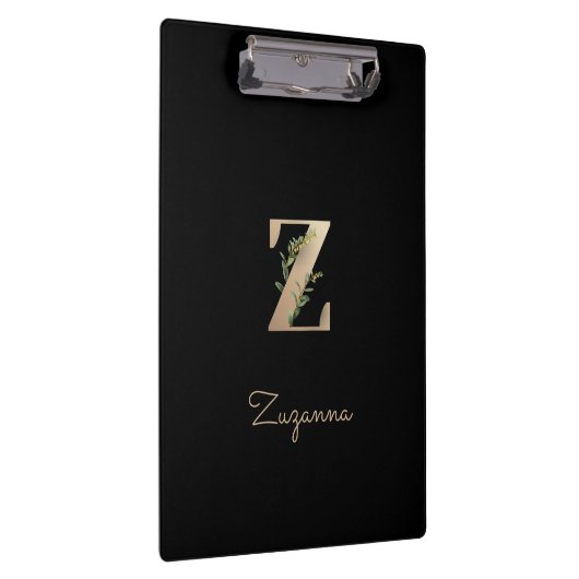 Elegant Botanisch Monogram Letter Z Klembord (Rechts)