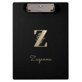 Elegant Botanisch Monogram Letter Z Klembord (Voorkant)