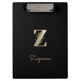 Elegant Botanisch Monogram Letter Z Klembord