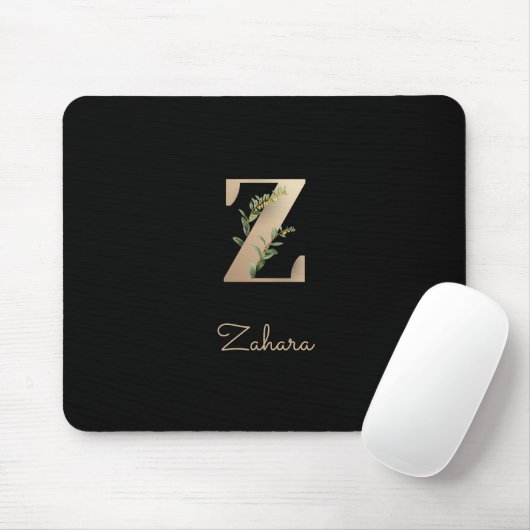 Elegant Botanisch Monogram Letter Z Muismat (Met muis)