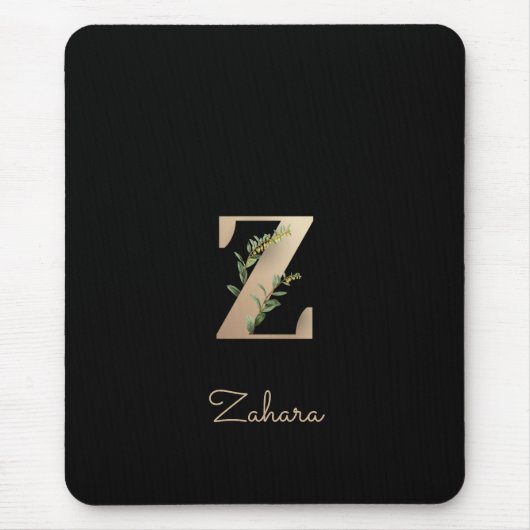 Elegant Botanisch Monogram Letter Z Muismat (Voorkant)