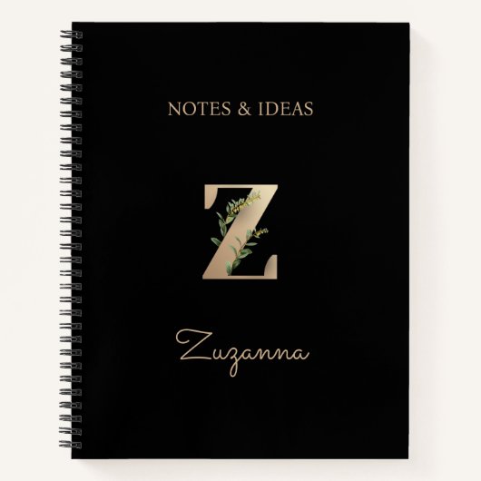 Elegant Botanisch Monogram Letter Z Notitieboek (Voorkant)