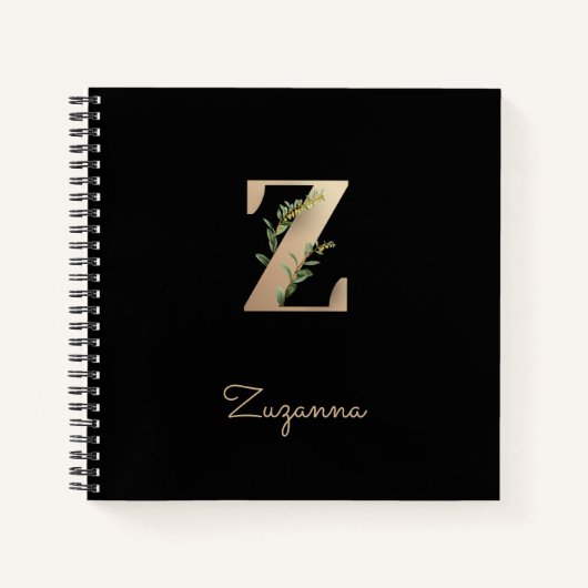 Elegant Botanisch Monogram Letter Z Notitieboek (Voorkant)
