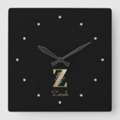 Elegant Botanisch Monogram Letter Z Vierkante Klok (Voorkant)