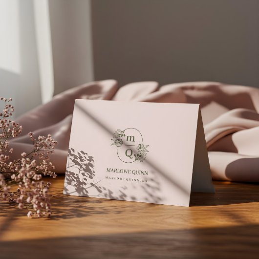 Elegant Botanisch Monogram Logo Bloemen Waterverf Bedankkaart