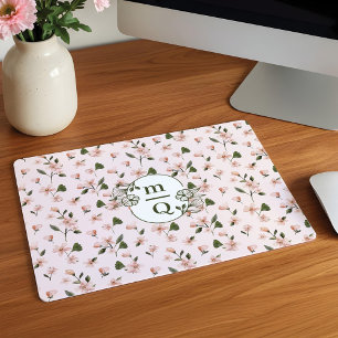 Elegant Botanisch Monogram Logo Bloemen Waterverf Muismat