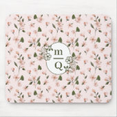 Elegant Botanisch Monogram Logo Bloemen Waterverf Muismat (Voorkant)