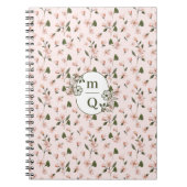 Elegant Botanisch Monogram Logo Bloemen Waterverf Notitieboek (Voorkant)