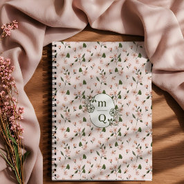 Elegant Botanisch Monogram Logo Bloemen Waterverf Notitieboek