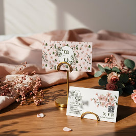 Elegant Botanisch Monogram Logo Bloemen Waterverf Visitekaartje