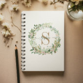 Elegant botanisch monogram met aangepaste naam notitieboek