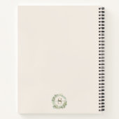 Elegant botanisch monogram met aangepaste naam notitieboek (Achterkant)