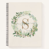 Elegant botanisch monogram met aangepaste naam notitieboek (Voorkant)