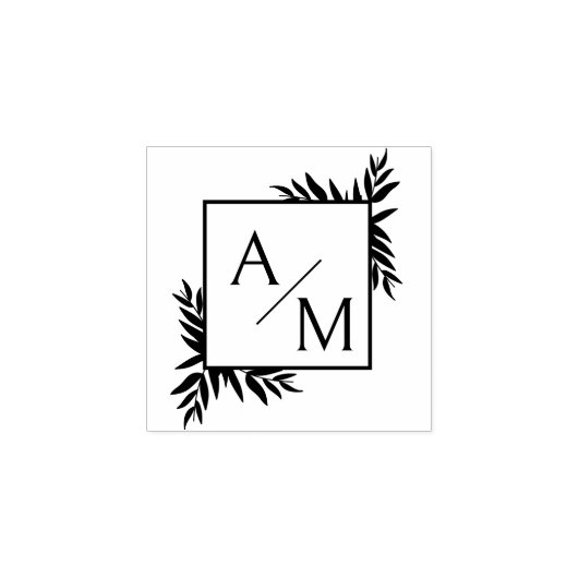 Elegant, botanisch, monogram rubberstempel (Afrduk)