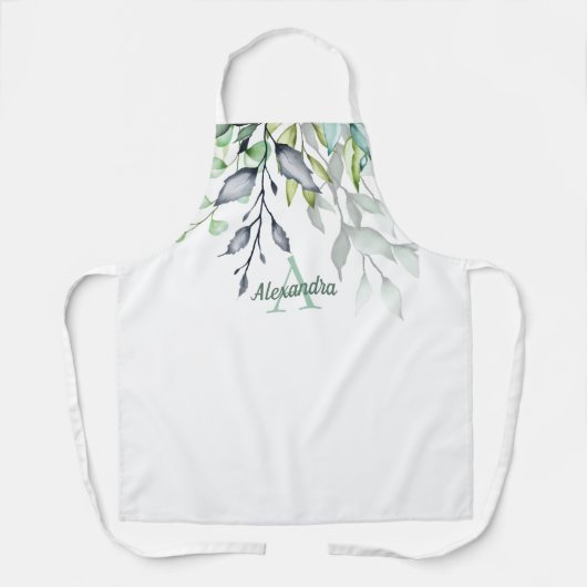 Elegant Botanisch Monogram Schort (Voorkant)