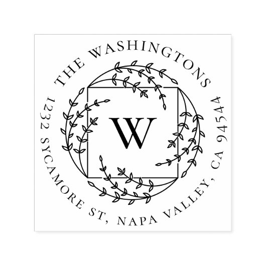 Elegant Botanisch Monogram | Terugkeeradres gezin Zelfinktende Stempel (Design)