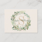 Elegant Botanisch Monogram Visitekaartje met naam (Voorkant)