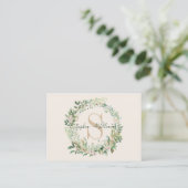 Elegant Botanisch Monogram Visitekaartje met naam (Staand voorkant)