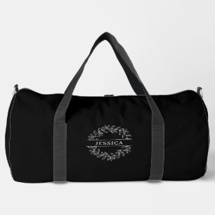 Elegant botanisch monogram, zwart plunjezak