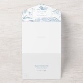 Elegant botanisch mosterdblauw all in one uitnodiging (Buitenkant)