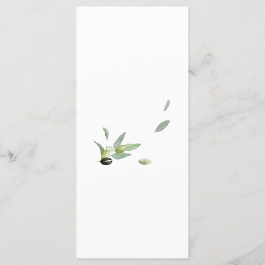 Elegant Botanisch Olijftak Kalligrafie Script Menu (Achterkant)