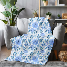 Elegant botanisch ontwerp in de kleuren blauw fleece deken