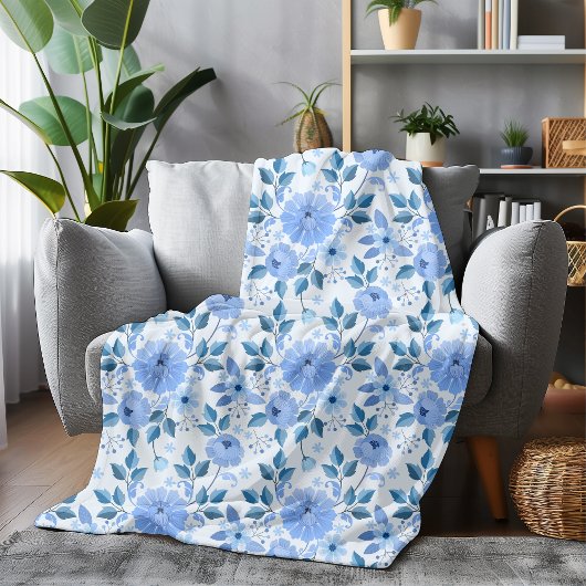 Elegant botanisch ontwerp in de kleuren blauw fleece deken