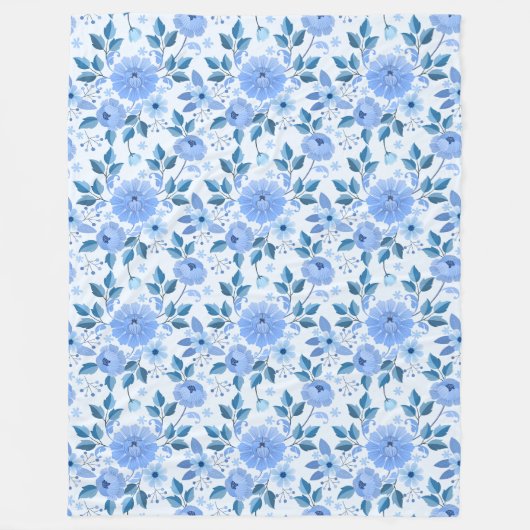 Elegant botanisch ontwerp in de kleuren blauw fleece deken (Voorkant)