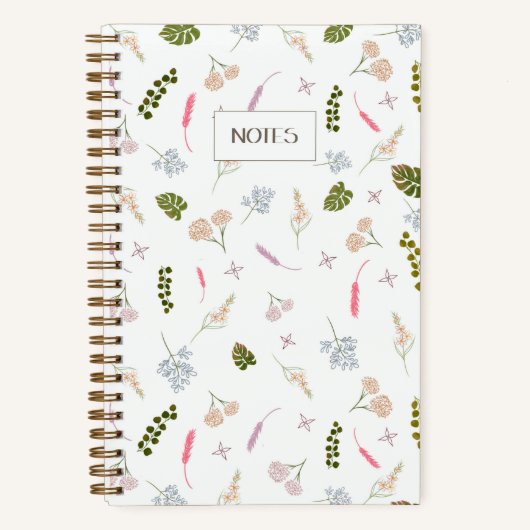 Elegant Botanisch Patroon Bloemennotities Dagboek Notitieboek (Voorkant)
