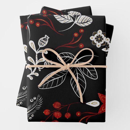 Elegant botanisch patroon inpakpapier vel (In situ)