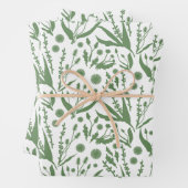 Elegant botanisch patroon saliegroen inpakpapier vel (In situ)