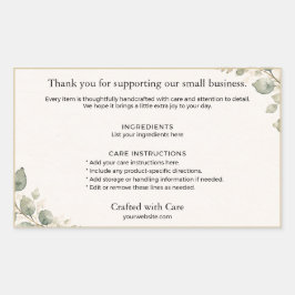 Elegant botanisch product achterlabel rechthoekige sticker
